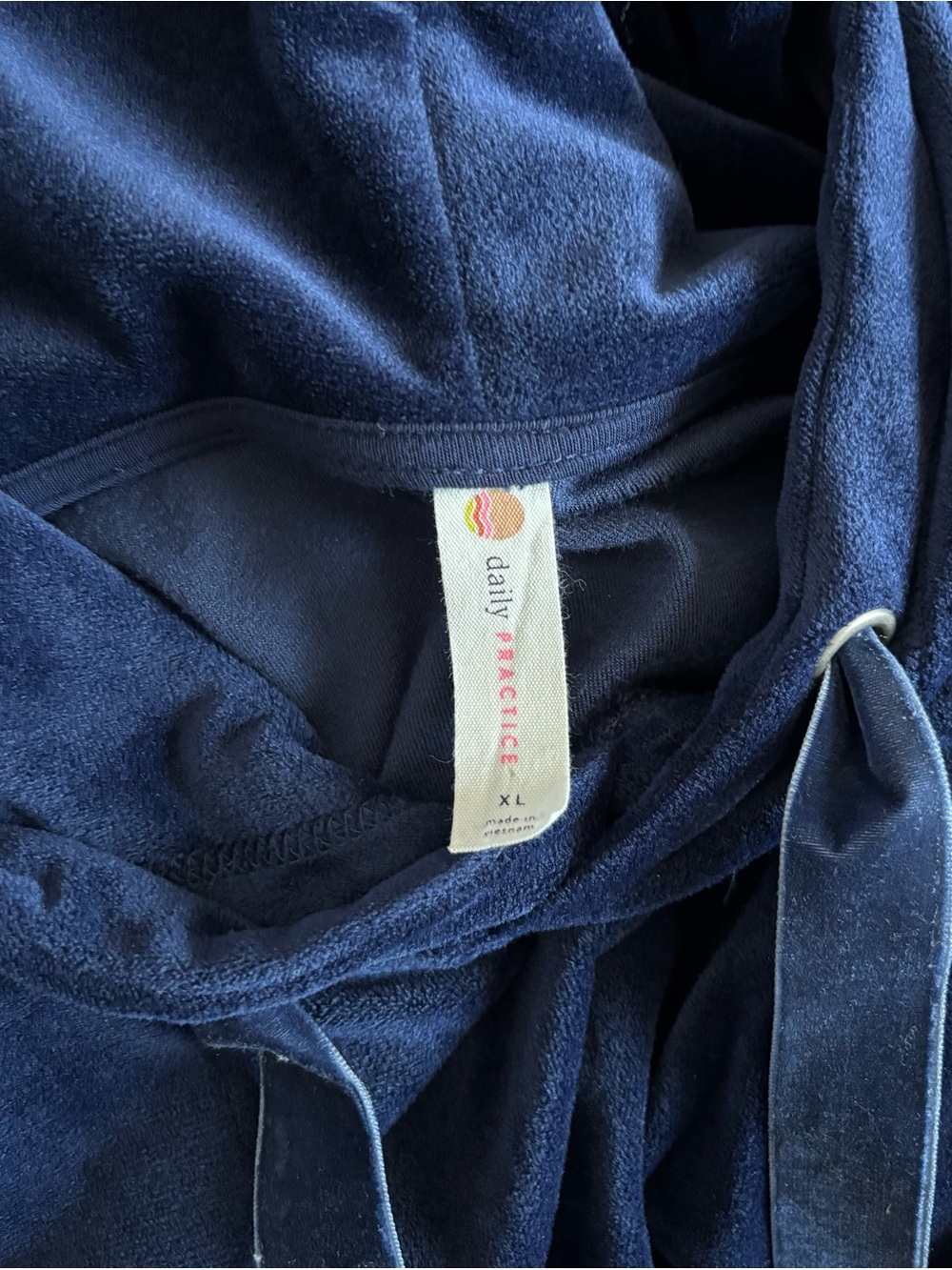 Daily Practice Anthropologie Velour Hoodie Navy Blue Womens XL Athletic Casual - Picture 8 of 10